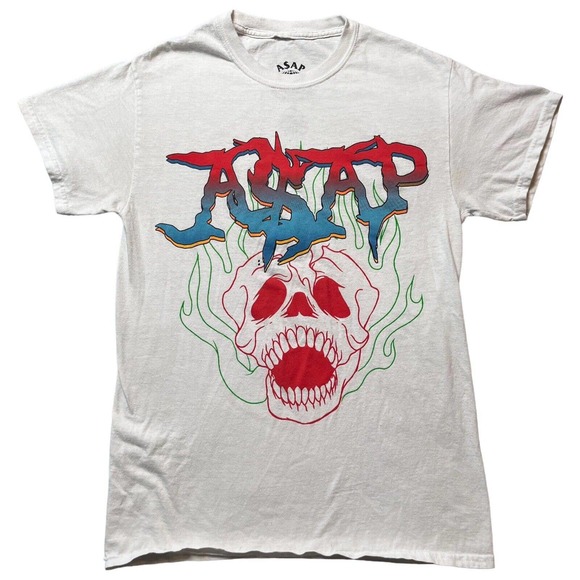 Asap Worldwide Mens T Shirt Small Skull 100% Cotton White Rap Hip Hop Odd Future - Picture 1 of 8